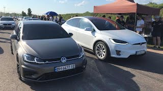 Привет тебе ИЛОН МАСК от Volkswagen. Golf R vs TESLA P100D, BMW M3 G80