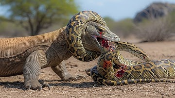 Moment of Life and Death: Komodo Dragon Attack Giant Python | Epic Wildlife Clash
