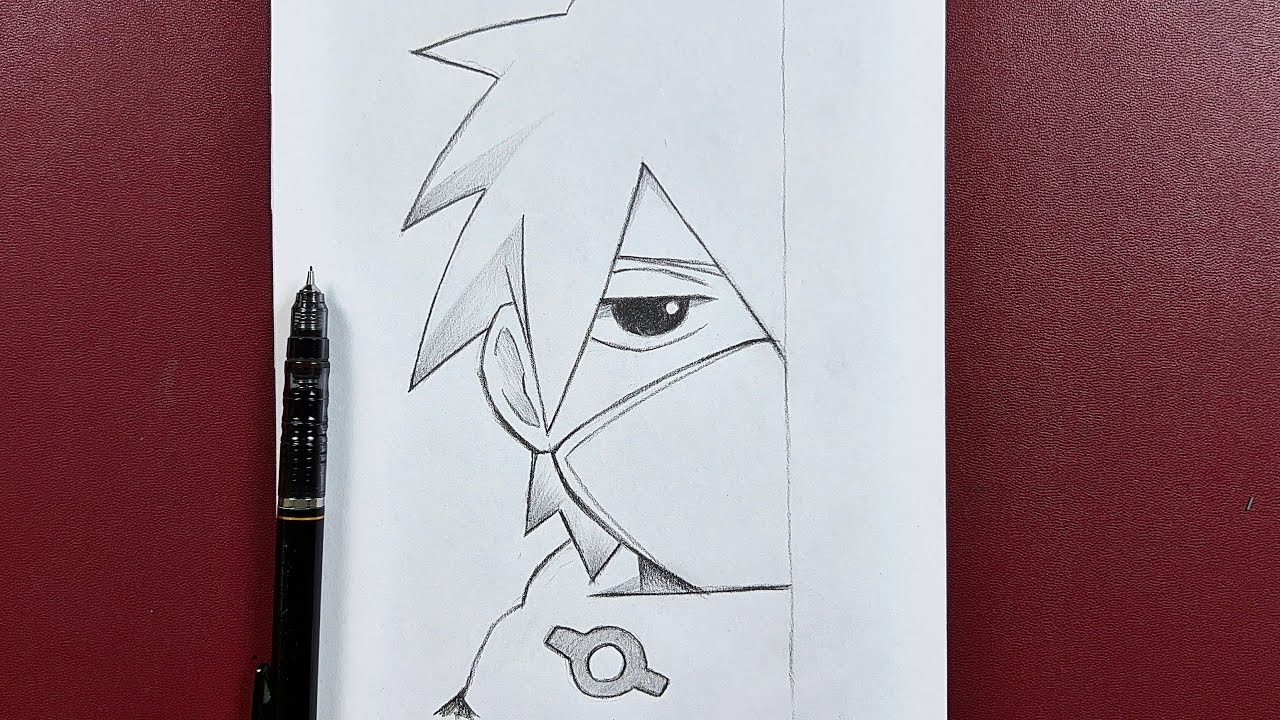 Easy anime sketch how to draw kid kakashi half face easy steps