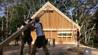 How to lift a gable wall using wall jacks