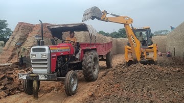 Jcb 3dx Eco Xpert Machine Mud Loading In The Tractor Trolley Massey Tractor Mahindra Tractor | Jcb 