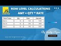 JavaScript Row Level Calculation (Example Amt = Qty X Rate)