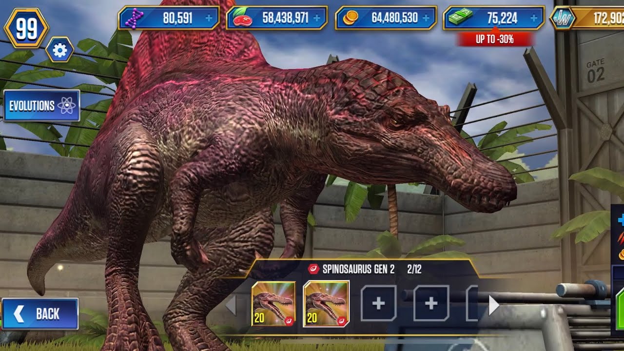 Spinosaurus Gen Jurassic World The Game Youtube