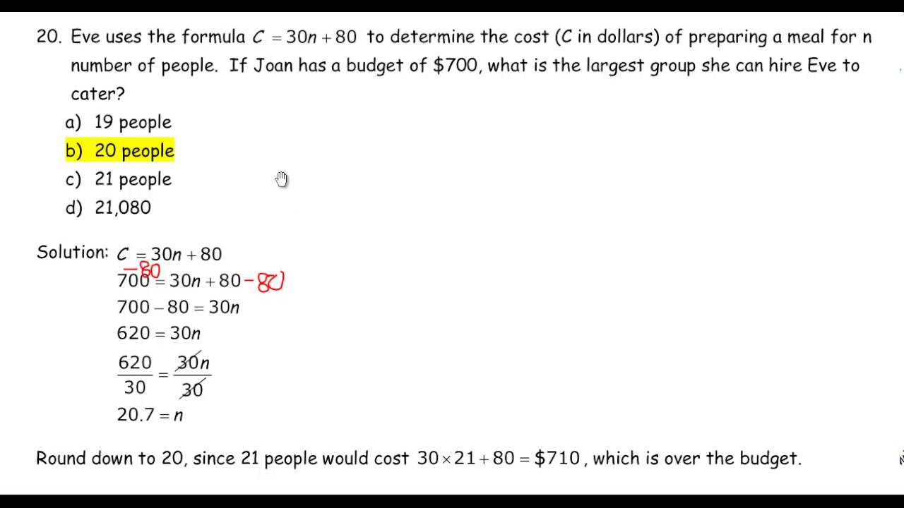 Question 20 Algebra and Linear Equations - YouTube