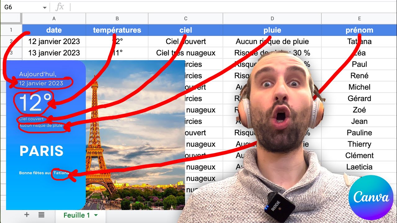 Automatiser la création de design sur CANVA avec des variables et les ...