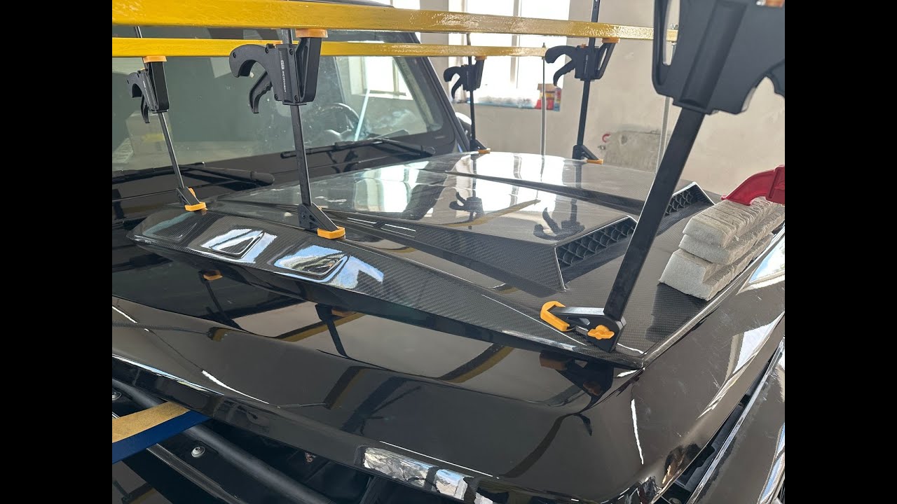 HOW TO INSTALL CARBON FIBER HOOD SCOOP on W463A G Wagon. Installation ...
