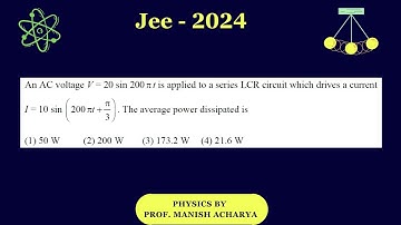 An AC voltage V = 20 sin 200 t is applied to a series LCR circuit which drives a current  I = 10 sin