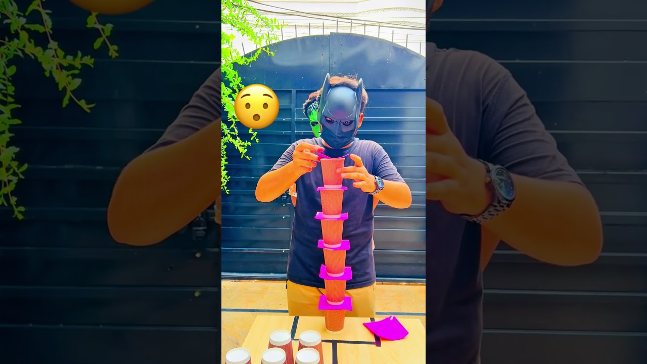 Cup Tower Challenge 🥤 Who Will Make It Fall? 😂 
