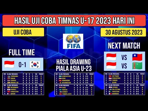 Hasil Uji coba Timnas U17 2023- Indonesia vs Korea Selatan - Jadwal Kualifikasi piala Asia U23 2023