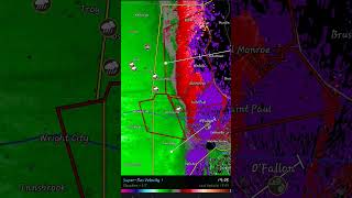 velocity on the 3 radar tornado zones- missouri