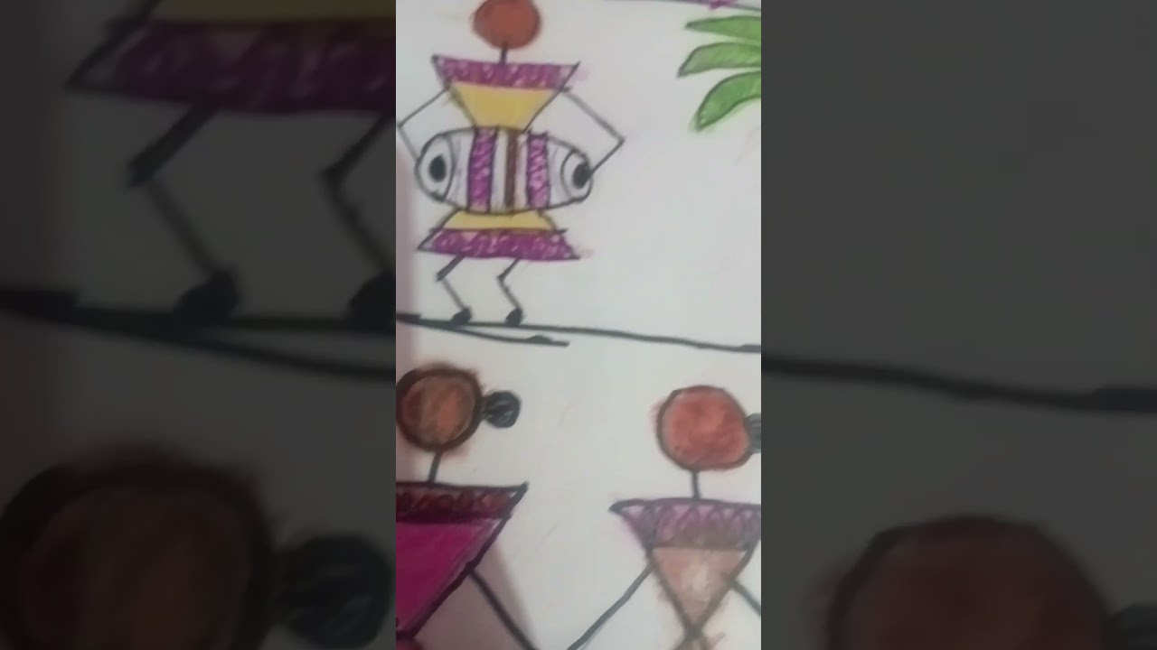 Warli painting drawing