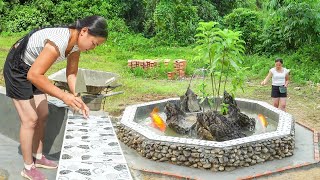 Build Miniatures With Water Spray And Fish Release, Build Farm | Stone House | New Peaceful Life