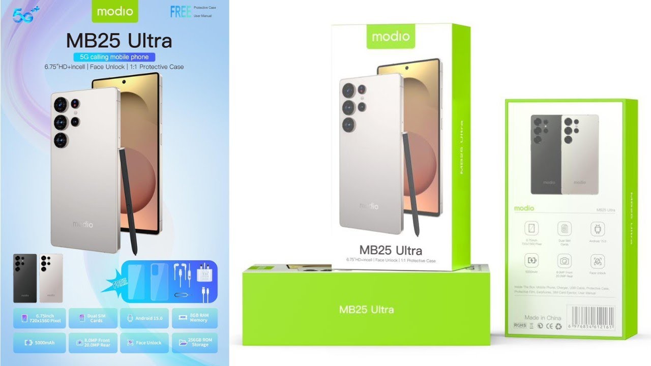modio MB25 Ultra 5G calling Mobile Phone 6.75
