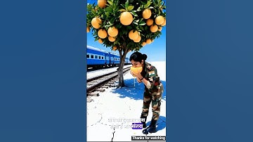 Lady Soldier saved the orange tree from drying up by watering it 😭 #ai​ #plants​ #orange  #save​