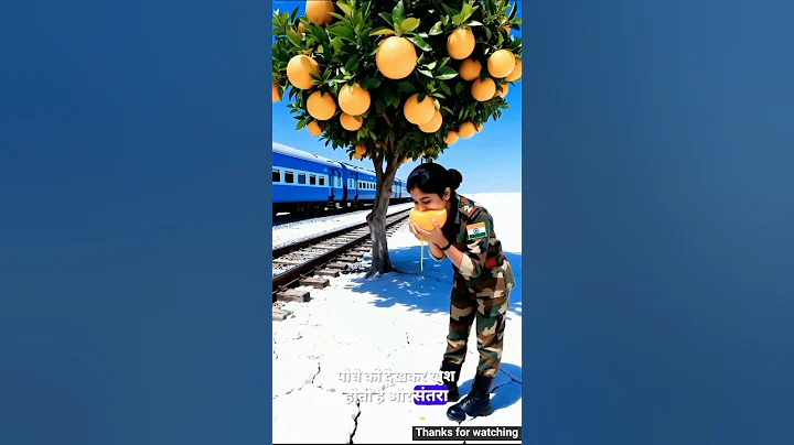 Lady Soldier saved the orange tree from drying up by watering it 😭 #ai​ #plants​ #orange  #save​