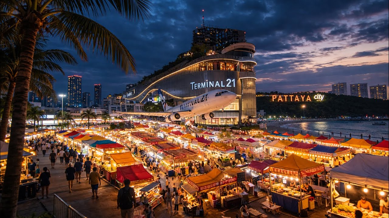Pattaya Night Market near Terminal 21 | 4K Urban