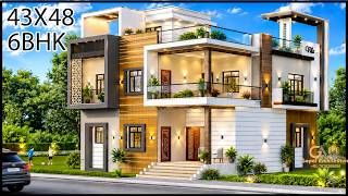 43 X 48 East Facing 6BHK Duplex House Design With Vastu, Gopal Architecture