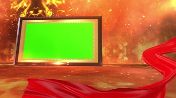 Golden Frame and Fire Presentation - Slideshow Green Screen Template in 4K | FREE TO USE | iforEdits