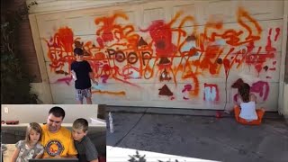kids React To When They spray painted Daddy's Garage Door