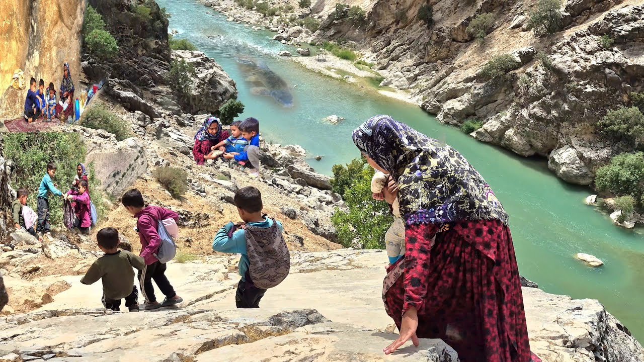 Hard Cave Life: A Single Mother with 4 Kids Surviving by the Wild River in Zagros | BALROZ