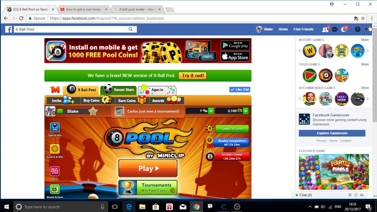 how to change your avatar on 8 ball pool pc - YouTube - 