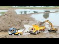 Jcb Loading Mud Tata Tipper | Mini Bruder Tractor with 2 Trolley | Tata Ace Truck | CS Toy