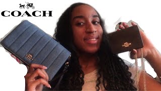 Coach Anna Foldover Crossbody Clutch with quilting Bag & Mini chain on wallet | what fits inside