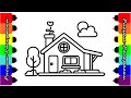 Дом Раскраска Как Рисовать Дом Рисуем Раскраски House Coloring Book How To Draw House Draw Coloring