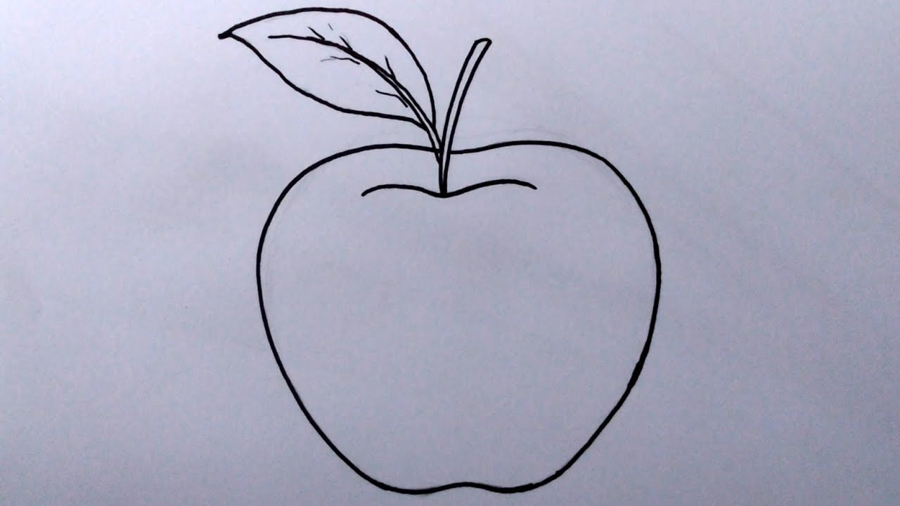 線画　完全オリジナル　テーマは「apple」 Apple Drawing for Beginners - YouTube