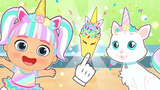 BABIES LILY AND KIRA 🍨🦄 How to Cook Unicorn Ice Cream