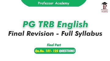 PG TRB English | Revision Test: All 10 Units | Final Part