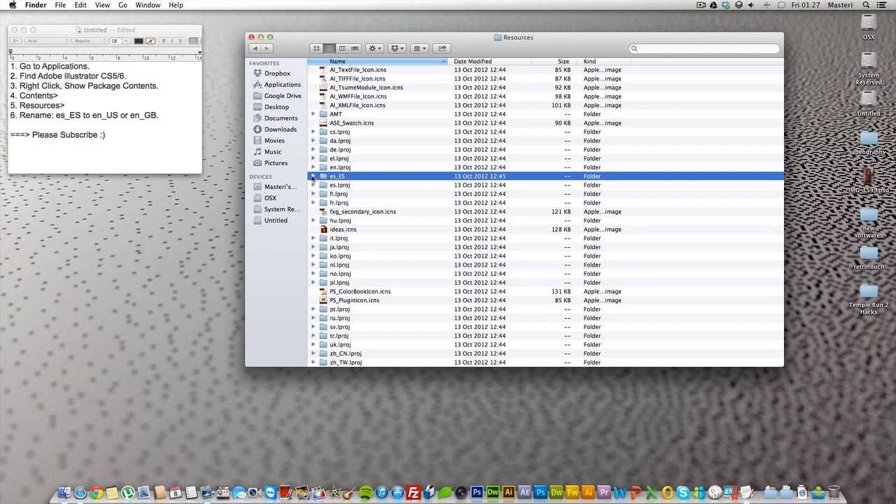 How To Change Illustrator Cs5 6 Language To Default English On Mac Youtube