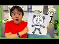 Ryan learns how to draw Combo Panda DIY Art for Kids!!!