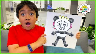 Ryan learns how to draw Combo Panda DIY Art for Kids!!!