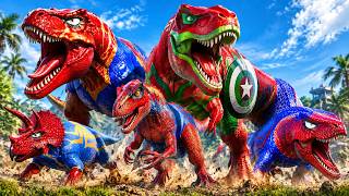 Spider-Man Dinosaur vs T-rex! Superhero Team Battle in Jurassic World Evolution screenshot 3