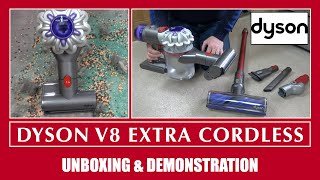 Dyson V8 Extra Cordless Vacuum Cleaner Unboxing & Demonstration