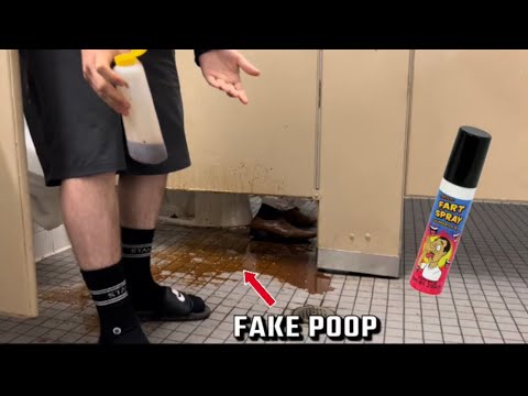 Fake Poop Prank In Public Bathrooms!