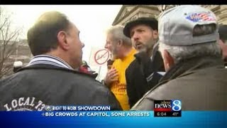 Anti-right-to-work groups storm Capitol
