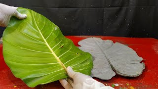 Cement Craft Ideas - Make Cement Leaf Pot - concrete leaf casting - Leaf Pottery Piper Pottery