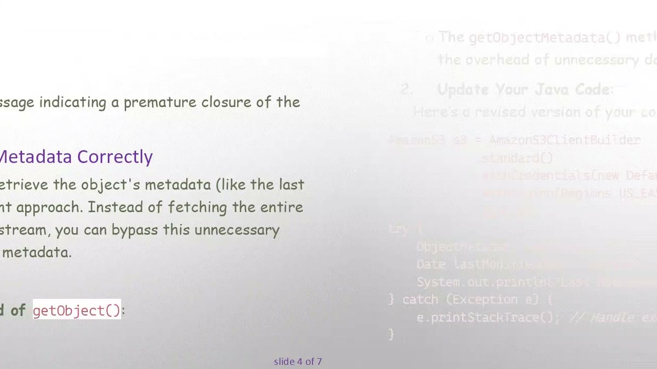 Resolving the Premature end of Content-Length delimited message body Error in Java with Amazon S3
