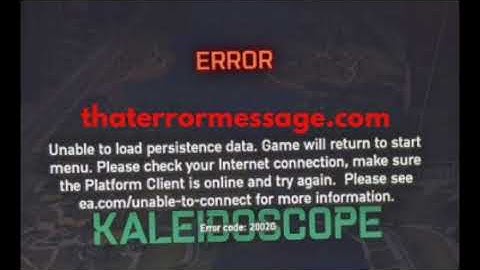 Unable to load persistence data 2002G (Battlefield)