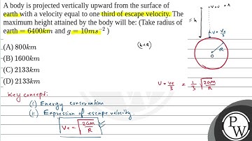 A body is projected vertically upward from the surface of earth with a velocity equal to one thi....