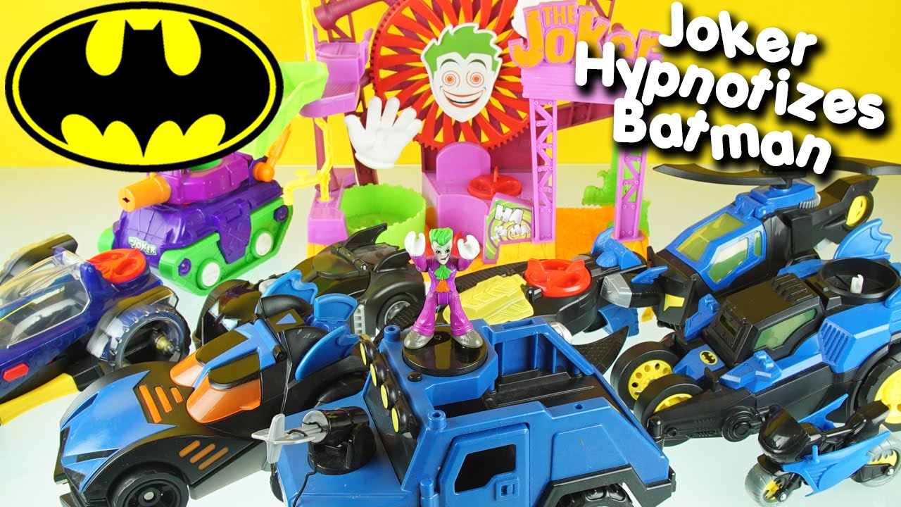 JOKER Hypnotizes BATMAN and steals BATMOBILE and BATWING new imaginext toys