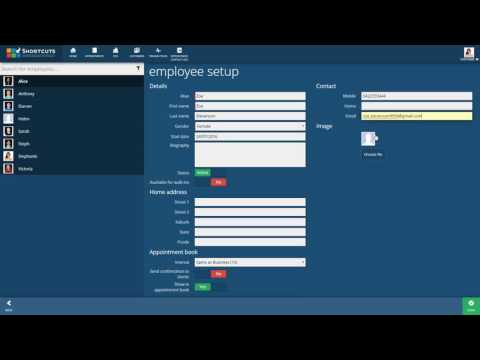 Shortcuts Live - Setting up an employee