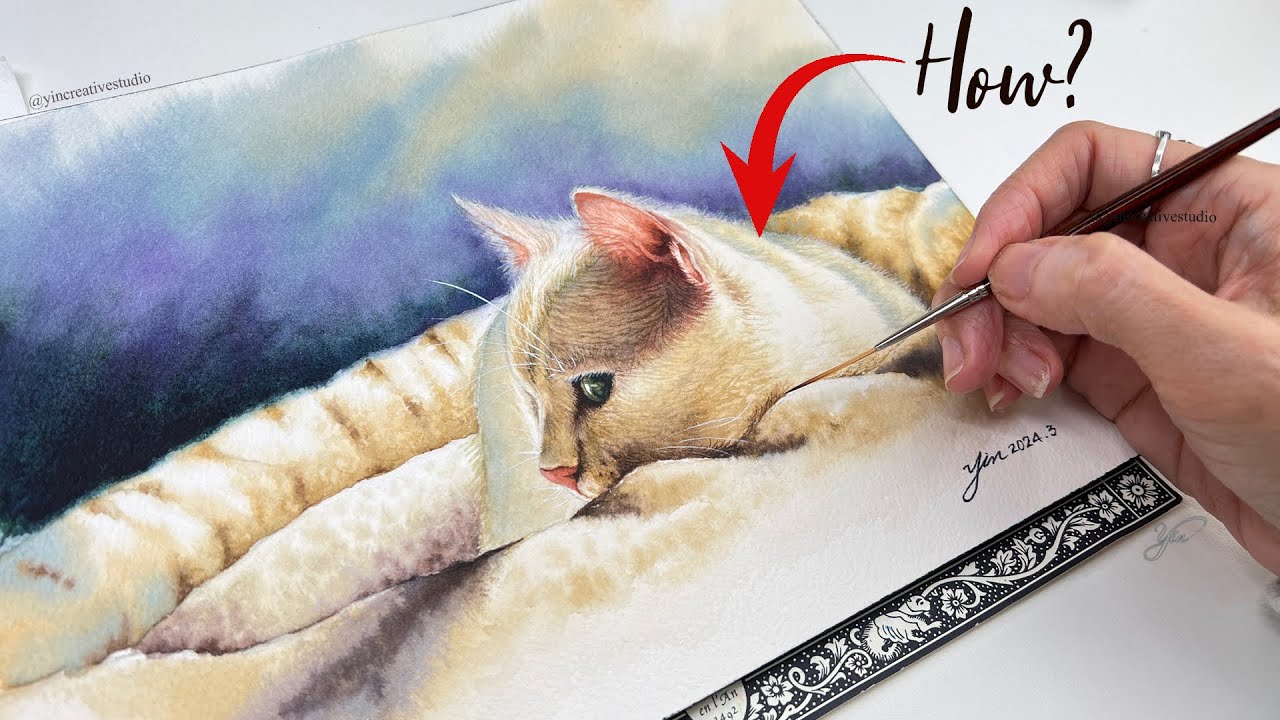  Painting Lifelike Cats in Watercolor: Tutorial and Tips🐈🎨 #cat # Motiv 