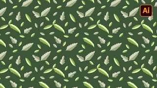 Flat design green leaves pattern | Adobe Illustrator tutorial