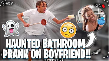 HILARIOUS Haunted Bathroom PRANK On My Boyfriend!