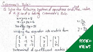 Cramer's Rule 3x3 || Cramer's rule determinant method