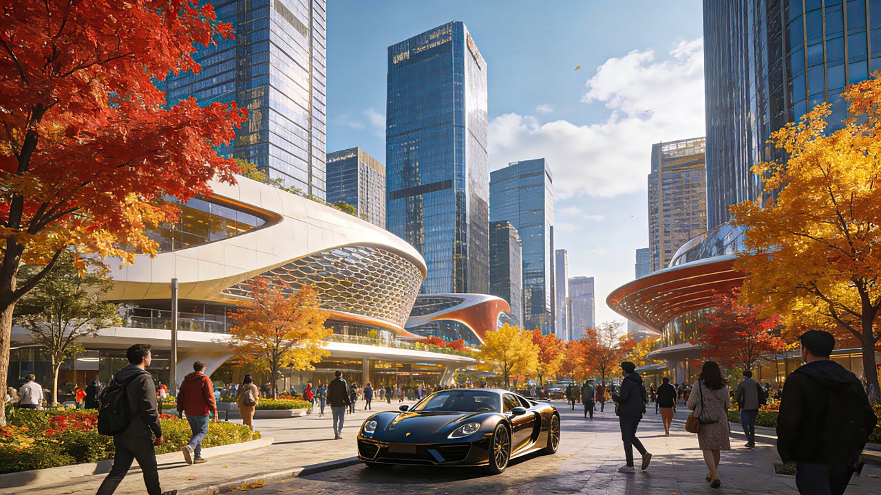 Chengdu, China Autumn Walk 4K: A Perfect Blend of Modern City and Autumn Scenery