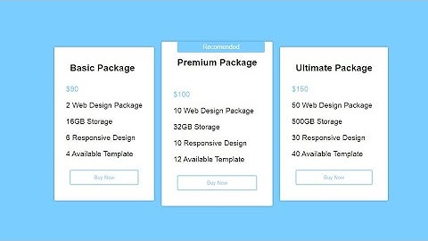 Responsive Pricing Table Card | HTML CSS only